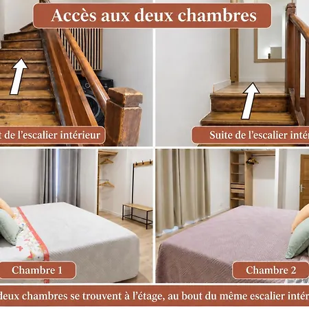 Duplex climatisé 2 chambres avec jardin et parking, gare et centre à pied *